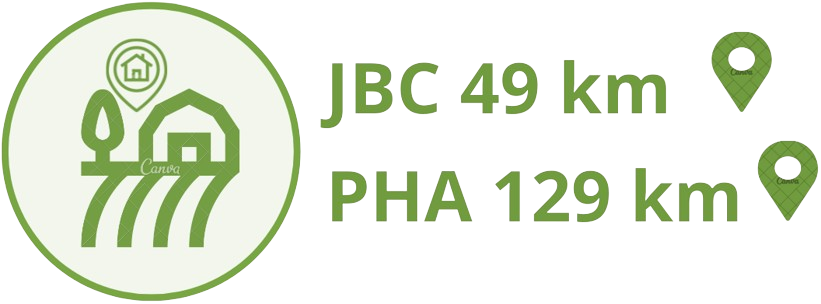Značka vzdáleností ze sadu v Lounech do výdejních míst (Jablonec 49 km, Praha 129 km)